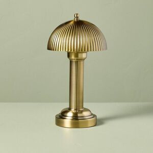 Open Box - 11.5" Fluted Metal Rechargeable Library Table Lamp Brass